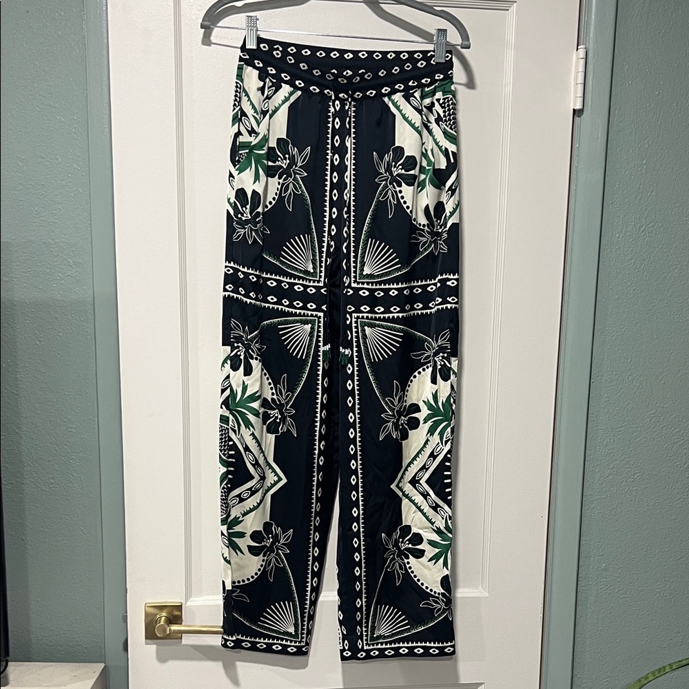 Rachel Zoe Black and White Floral Wide Leg Pants
